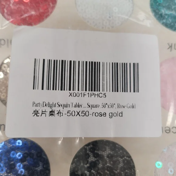 2pk Rose Gold sequin Tablecloth 50" X 50" - Picture 3 of 6